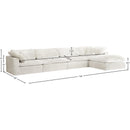 Meridian Cozy Cream Velvet Comfort Modular Sectional IMAGE 11