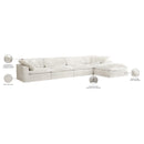  Manufacturer Color_Cream -- Cozy 158" Cream Velvet Upholstered Overstuffed Fiber Filled Comfort 5 pc Modular Sectional IMAGE 12