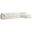  Manufacturer Color_Cream -- Cozy 158" Cream Velvet Upholstered Overstuffed Fiber Filled Comfort 5 pc Modular Sectional IMAGE 1