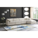  Manufacturer Color_Cream -- Cozy 158" Cream Velvet Upholstered Overstuffed Fiber Filled Comfort 5 pc Modular Sectional IMAGE 2