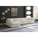  Manufacturer Color_Cream -- Cozy 158" Cream Velvet Upholstered Overstuffed Fiber Filled Comfort 5 pc Modular Sectional IMAGE 4
