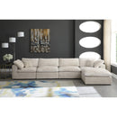  Manufacturer Color_Cream -- Cozy 158" Cream Velvet Upholstered Overstuffed Fiber Filled Comfort 5 pc Modular Sectional IMAGE 5