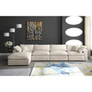  Manufacturer Color_Cream -- Cozy 158" Cream Velvet Upholstered Overstuffed Fiber Filled Comfort 5 pc Modular Sectional IMAGE 6