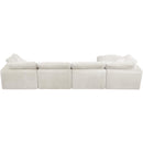 Manufacturer Color_Cream -- Cozy 158" Cream Velvet Upholstered Overstuffed Fiber Filled Comfort 5 pc Modular Sectional IMAGE 7