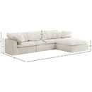  Manufacturer Color_Cream -- Cozy 119" Cream Velvet Upholstered Overstuffed Fiber Filled Comfort 4 pc Modular Sectional IMAGE 11