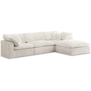  Manufacturer Color_Cream -- Cozy 119" Cream Velvet Upholstered Overstuffed Fiber Filled Comfort 4 pc Modular Sectional IMAGE 1