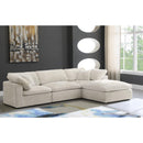  Manufacturer Color_Cream -- Cozy 119" Cream Velvet Upholstered Overstuffed Fiber Filled Comfort 4 pc Modular Sectional IMAGE 2