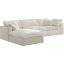 Manufacturer Color_Cream -- Cozy 119" Cream Velvet Upholstered Overstuffed Fiber Filled Comfort 4 pc Modular Sectional IMAGE 3