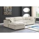 Manufacturer Color_Cream -- Cozy 119" Cream Velvet Upholstered Overstuffed Fiber Filled Comfort 4 pc Modular Sectional IMAGE 4