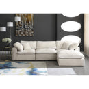  Manufacturer Color_Cream -- Cozy 119" Cream Velvet Upholstered Overstuffed Fiber Filled Comfort 4 pc Modular Sectional IMAGE 6