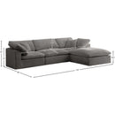  Manufacturer Color_Grey -- Cozy 119" Grey Velvet Upholstered Overstuffed Fiber Filled Comfort 4 pc Modular Sectional IMAGE 11