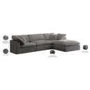  Manufacturer Color_Grey -- Cozy 119" Grey Velvet Upholstered Overstuffed Fiber Filled Comfort 4 pc Modular Sectional IMAGE 12