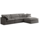  Manufacturer Color_Grey -- Cozy 119" Grey Velvet Upholstered Overstuffed Fiber Filled Comfort 4 pc Modular Sectional IMAGE 1