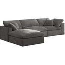  Manufacturer Color_Grey -- Cozy 119" Grey Velvet Upholstered Overstuffed Fiber Filled Comfort 4 pc Modular Sectional IMAGE 3