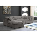  Manufacturer Color_Grey -- Cozy 119" Grey Velvet Upholstered Overstuffed Fiber Filled Comfort 4 pc Modular Sectional IMAGE 4