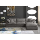  Manufacturer Color_Grey -- Cozy 119" Grey Velvet Upholstered Overstuffed Fiber Filled Comfort 4 pc Modular Sectional IMAGE 6