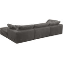  Manufacturer Color_Grey -- Cozy 119" Grey Velvet Upholstered Overstuffed Fiber Filled Comfort 4 pc Modular Sectional IMAGE 7