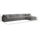  Manufacturer Color_Grey -- Cozy 158" Grey Velvet Upholstered Overstuffed Fiber Filled Comfort 5 pc Modular Sectional IMAGE 11