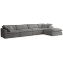  Manufacturer Color_Grey -- Cozy 158" Grey Velvet Upholstered Overstuffed Fiber Filled Comfort 5 pc Modular Sectional IMAGE 1
