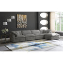 Manufacturer Color_Grey -- Cozy 158" Grey Velvet Upholstered Overstuffed Fiber Filled Comfort 5 pc Modular Sectional IMAGE 2