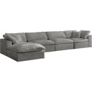 Manufacturer Color_Grey -- Cozy 158" Grey Velvet Upholstered Overstuffed Fiber Filled Comfort 5 pc Modular Sectional IMAGE 3