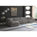  Manufacturer Color_Grey -- Cozy 158" Grey Velvet Upholstered Overstuffed Fiber Filled Comfort 5 pc Modular Sectional IMAGE 4