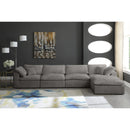  Manufacturer Color_Grey -- Cozy 158" Grey Velvet Upholstered Overstuffed Fiber Filled Comfort 5 pc Modular Sectional IMAGE 5
