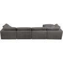  Manufacturer Color_Grey -- Cozy 158" Grey Velvet Upholstered Overstuffed Fiber Filled Comfort 5 pc Modular Sectional IMAGE 7