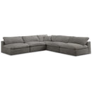  Manufacturer Color_Grey -- Cozy 118" Grey Velvet Upholstered Overstuffed Fiber Filled Comfort 5 pc Modular Sectional IMAGE 1