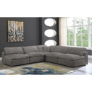  Manufacturer Color_Grey -- Cozy 118" Grey Velvet Upholstered Overstuffed Fiber Filled Comfort 5 pc Modular Sectional IMAGE 2