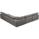  Manufacturer Color_Grey -- Cozy 118" Grey Velvet Upholstered Overstuffed Fiber Filled Comfort 5 pc Modular Sectional IMAGE 3