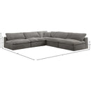  Manufacturer Color_Grey -- Cozy 118" Grey Velvet Upholstered Overstuffed Fiber Filled Comfort 5 pc Modular Sectional IMAGE 5