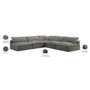  Manufacturer Color_Grey -- Cozy 118" Grey Velvet Upholstered Overstuffed Fiber Filled Comfort 5 pc Modular Sectional IMAGE 6