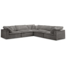  Manufacturer Color_Grey -- Cozy 119" Grey Velvet Upholstered Overstuffed Fiber Filled Comfort 5 pc Modular Sectional IMAGE 1