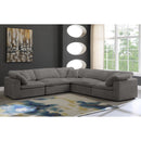  Manufacturer Color_Grey -- Cozy 119" Grey Velvet Upholstered Overstuffed Fiber Filled Comfort 5 pc Modular Sectional IMAGE 2