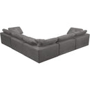  Manufacturer Color_Grey -- Cozy 119" Grey Velvet Upholstered Overstuffed Fiber Filled Comfort 5 pc Modular Sectional IMAGE 3