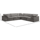  Manufacturer Color_Grey -- Cozy 119" Grey Velvet Upholstered Overstuffed Fiber Filled Comfort 5 pc Modular Sectional IMAGE 7