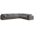  Manufacturer Color_Grey -- Cozy 158" Grey Velvet Upholstered Overstuffed Fiber Filled Comfort 6 pc Modular Sectional IMAGE 1