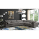  Manufacturer Color_Grey -- Cozy 158" Grey Velvet Upholstered Overstuffed Fiber Filled Comfort 6 pc Modular Sectional IMAGE 2