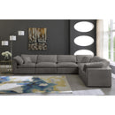  Manufacturer Color_Grey -- Cozy 158" Grey Velvet Upholstered Overstuffed Fiber Filled Comfort 6 pc Modular Sectional IMAGE 3
