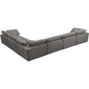  Manufacturer Color_Grey -- Cozy 158" Grey Velvet Upholstered Overstuffed Fiber Filled Comfort 6 pc Modular Sectional IMAGE 4