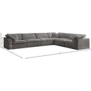  Manufacturer Color_Grey -- Cozy 158" Grey Velvet Upholstered Overstuffed Fiber Filled Comfort 6 pc Modular Sectional IMAGE 8