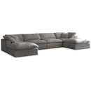  Manufacturer Color_Grey -- Cozy 158" Grey Velvet Upholstered Overstuffed Fiber Filled Comfort 6 pc Modular Sectional IMAGE 1