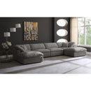  Manufacturer Color_Grey -- Cozy 158" Grey Velvet Upholstered Overstuffed Fiber Filled Comfort 6 pc Modular Sectional IMAGE 2