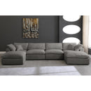  Manufacturer Color_Grey -- Cozy 158" Grey Velvet Upholstered Overstuffed Fiber Filled Comfort 6 pc Modular Sectional IMAGE 3