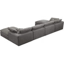  Manufacturer Color_Grey -- Cozy 158" Grey Velvet Upholstered Overstuffed Fiber Filled Comfort 6 pc Modular Sectional IMAGE 4
