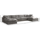  Manufacturer Color_Grey -- Cozy 158" Grey Velvet Upholstered Overstuffed Fiber Filled Comfort 6 pc Modular Sectional IMAGE 8