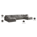  Manufacturer Color_Grey -- Cozy 158" Grey Velvet Upholstered Overstuffed Fiber Filled Comfort 6 pc Modular Sectional IMAGE 9