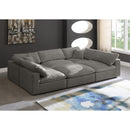  Manufacturer Color_Grey -- Cozy 119" Grey Velvet Upholstered Overstuffed Fiber Filled Comfort 6 pc Modular Sectional IMAGE 2