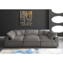  Manufacturer Color_Grey -- Cozy 119" Grey Velvet Upholstered Overstuffed Fiber Filled Comfort 6 pc Modular Sectional IMAGE 3